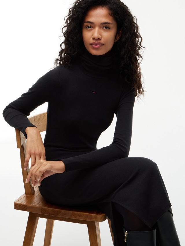 Tommy Jeans Jerseykleid »TJW TURTLNCK BODYCON MIDI DRESS« Baumwollmischung, figurbetont