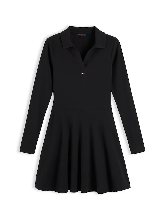 Tommy Jeans Polokleid »TJW RIB FIT & FLARE POLO DRESS« Baumwollmischung, figurbetont, gerippte Struktur, ausgestellte Form