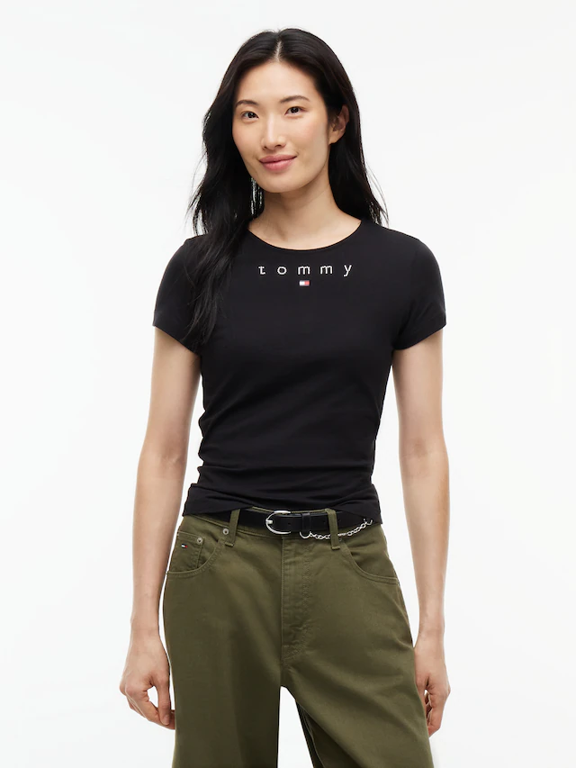 Tommy Jeans Rundhalsshirt »TJW SLIM TOMMY BLING SS TEE« Baumwolle, slim fit