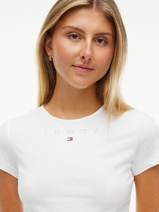 Tommy Jeans Rundhalsshirt »TJW SLIM TOMMY BLING SS TEE« Baumwolle, slim fit