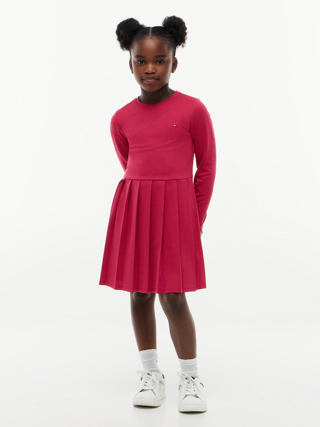 Tommy Hilfiger Skaterkleid Ohne Taschen Rundhalsausschnitt, Regular Fit, Kinder bis 16 Jahre