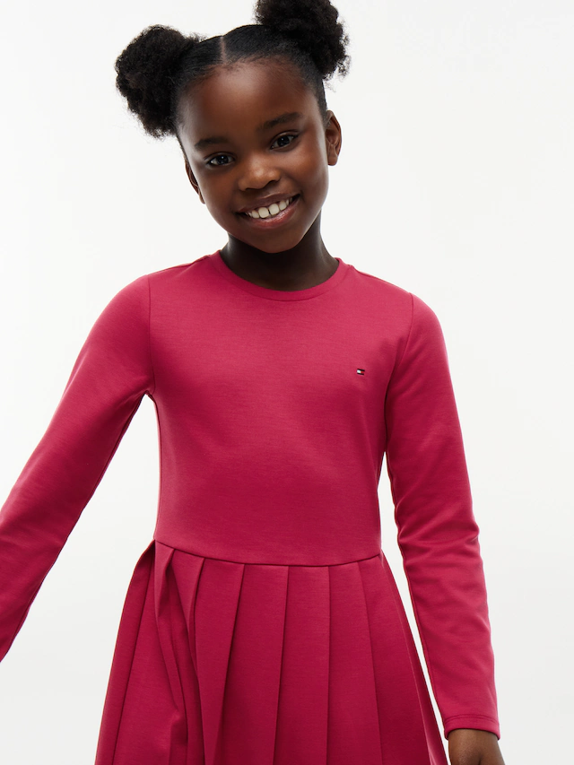 Tommy Hilfiger Skaterkleid Ohne Taschen Rundhalsausschnitt, Regular Fit, Kinder bis 16 Jahre