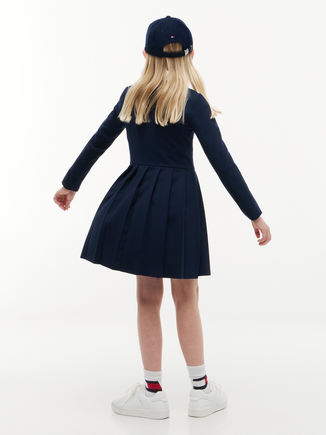 Tommy Hilfiger Skaterkleid Ohne Taschen Rundhalsausschnitt, Regular Fit, Kinder bis 16 Jahre