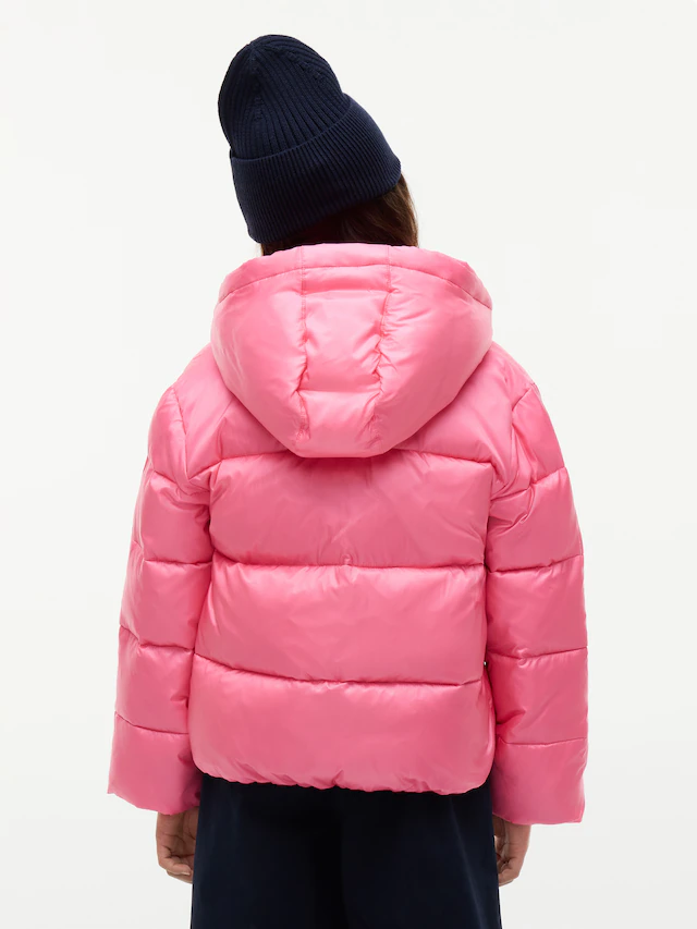 Tommy Hilfiger Steppjacke mit Kapuze mit Kapuze, Regular Fit, leicht glänzendes Material