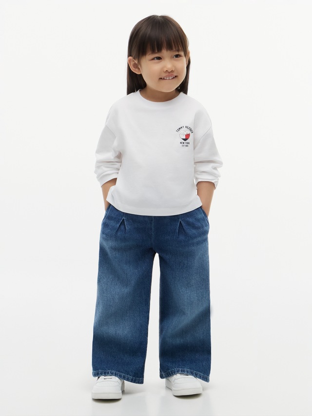 Tommy Hilfiger Langarmshirt Rundhalsausschnitt, reine Baumwolle, für Baby & Kinder