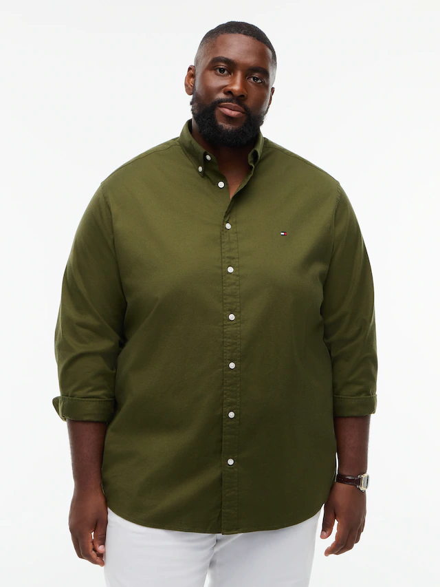 Tommy Hilfiger Big & Tall Flanellhemd »BT-FLEX FLANNEL SOLID REGULAR FIT« Langarmhemd, Große Größen, Button-down-Kragen