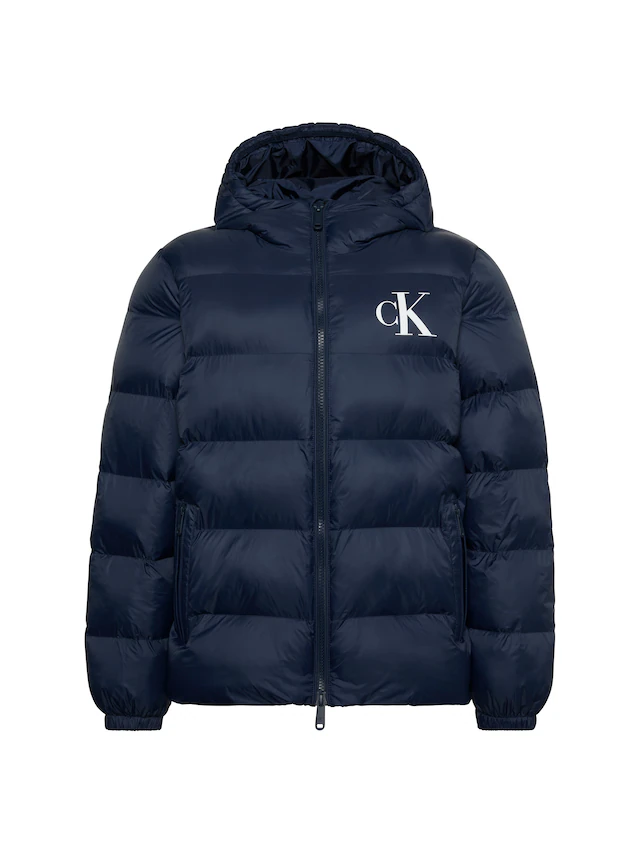 Calvin Klein Jeans Steppjacke mit Kapuze 2-Wege-Zipper, Regular Fit, Logodruck