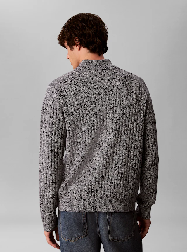 Calvin Klein Jeans Rundhalspullover »VERTICAL TEXTURE COTTON« Regular fit mit 2-Wege-Reißverschluss