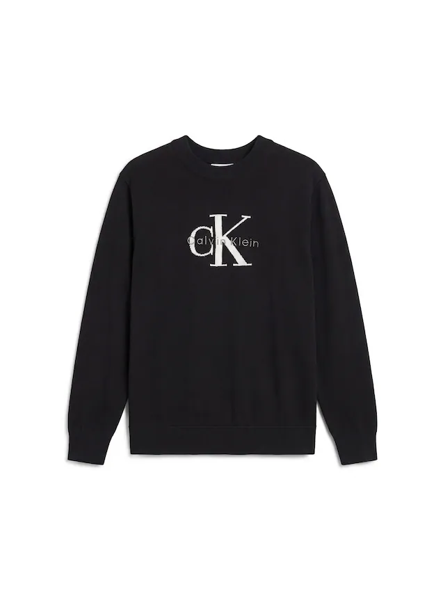 Calvin Klein Jeans Rundhalspullover »COTTON MONOLOGO« Regular fit mit Rundhalsausschnitt