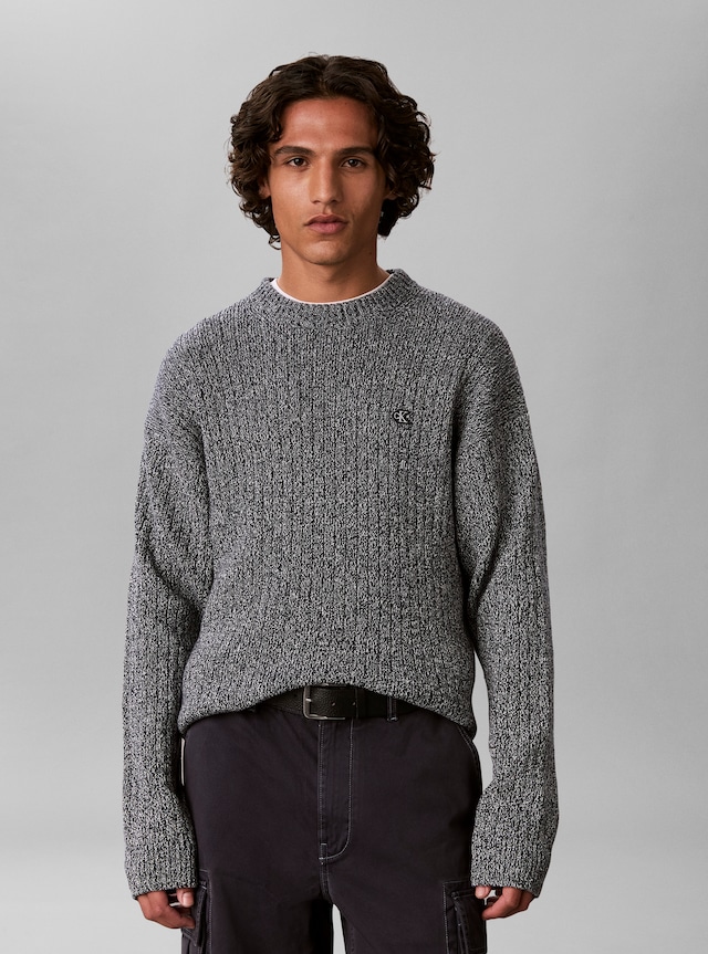 Calvin Klein Jeans Strickpullover Rippstrick, Regular Fit, Logo-Stickerei