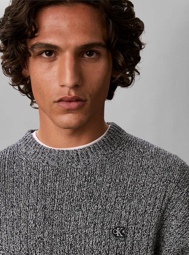 Calvin Klein Jeans Strickpullover Rippstrick, Regular Fit, Logo-Stickerei