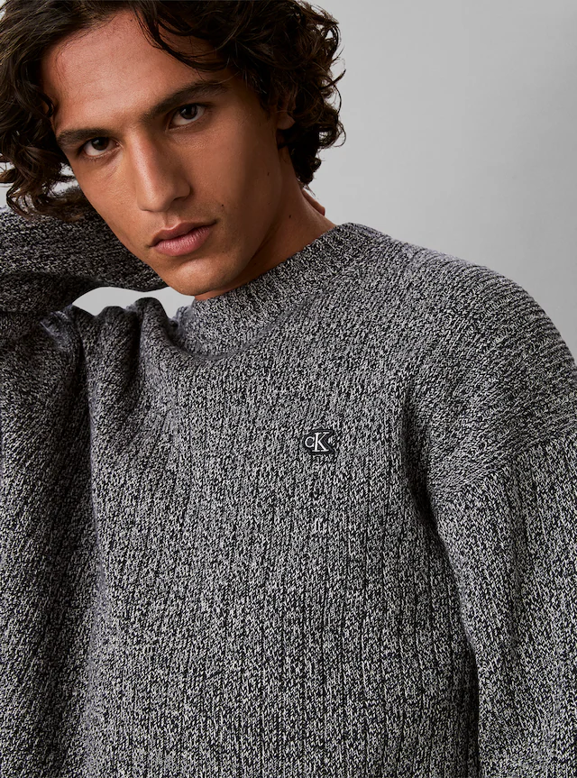 Calvin Klein Jeans Strickpullover Rippstrick, Regular Fit, Logo-Stickerei