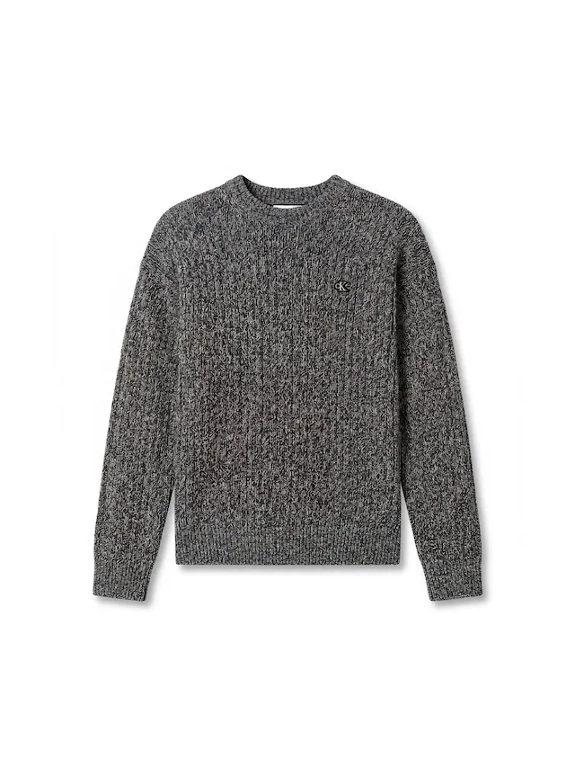 Calvin Klein Jeans Strickpullover Rippstrick, Regular Fit, Logo-Stickerei