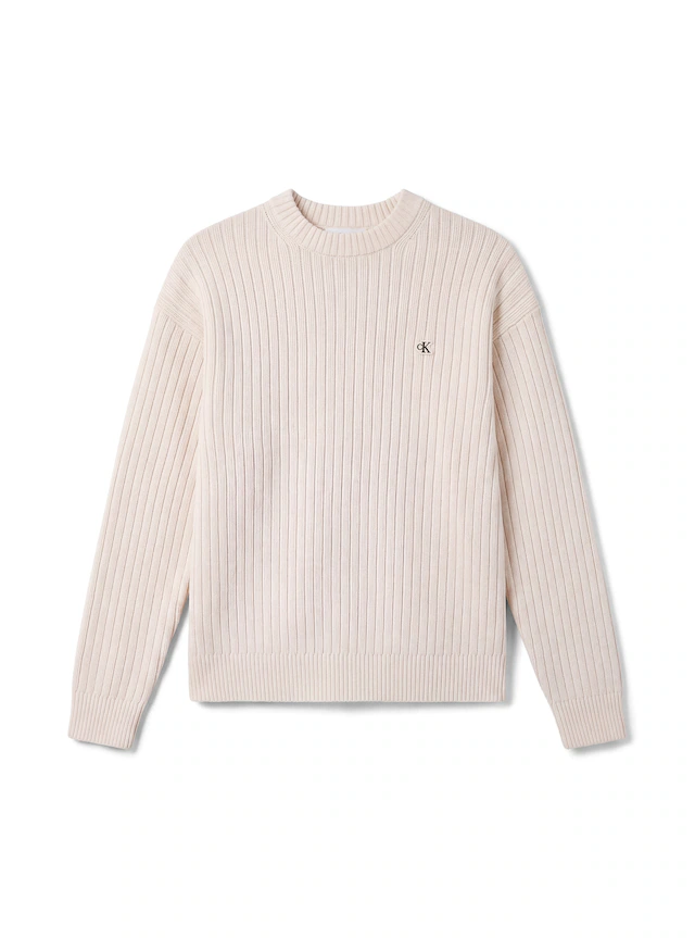 Calvin Klein Jeans Strickpullover Rippstrick, Regular Fit, Logo-Stickerei