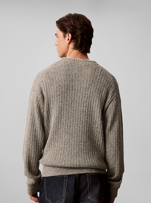 Calvin Klein Jeans Strickpullover Rippstrick, Regular Fit, Logo-Stickerei