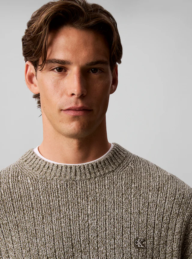 Calvin Klein Jeans Strickpullover Rippstrick, Regular Fit, Logo-Stickerei