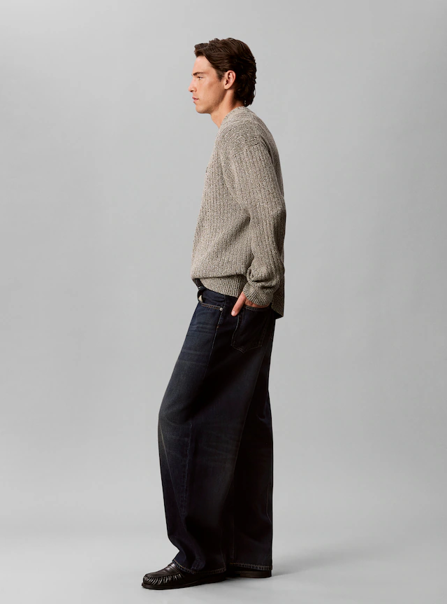 Calvin Klein Jeans Strickpullover Rippstrick, Regular Fit, Logo-Stickerei