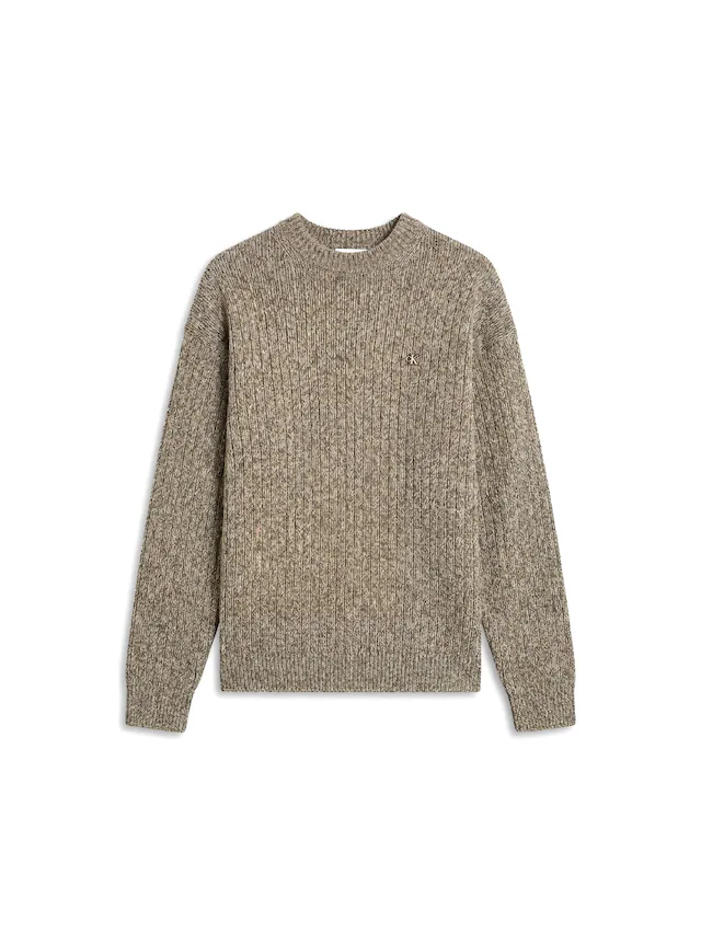 Calvin Klein Jeans Strickpullover Rippstrick, Regular Fit, Logo-Stickerei