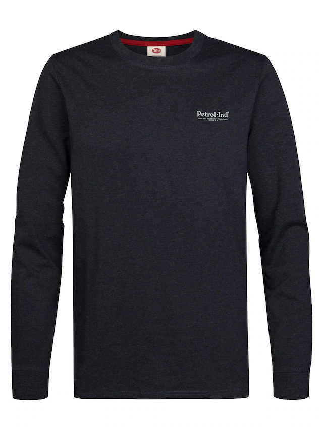 Petrol Industries Langarmshirt mit Rundhalsausschnitt, kleine Logoprägung