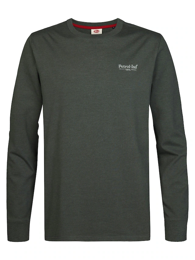 Petrol Industries Langarmshirt mit Rundhalsausschnitt, kleine Logoprägung