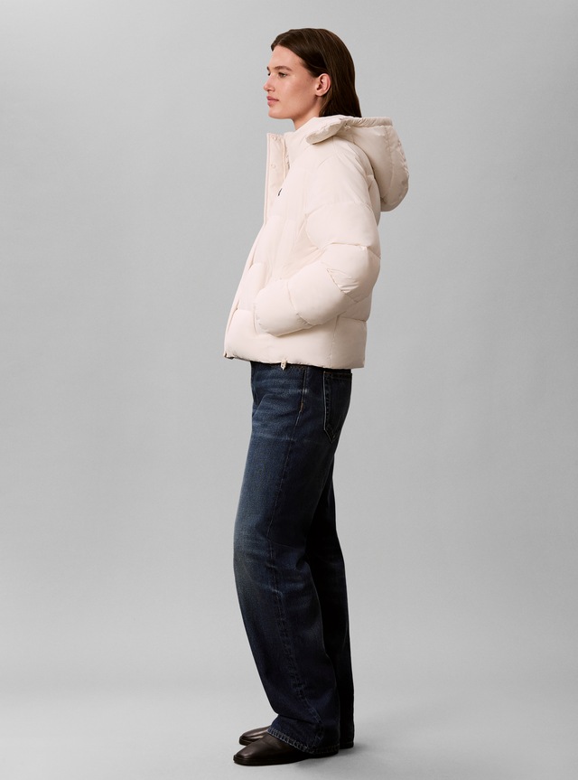 Calvin Klein Jeans Steppjacke mit Kapuze abnehmbare Kapuze, kurze Form, verdeckter Reißverschluss
