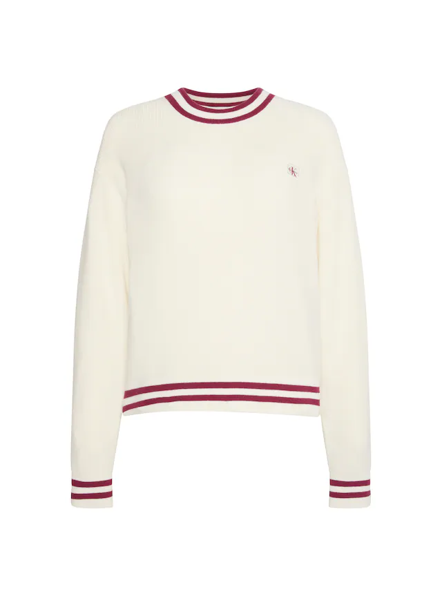 Calvin Klein Jeans Rundhalspullover »WOVEN LABEL CREWNECK SWEATER« Regular fit mit Rundhalsausschnitt