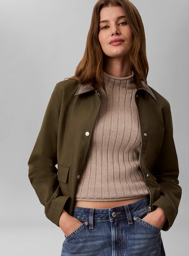 Calvin Klein Jeans Rollkragenpullover »WOVEN LABEL T-NECK SWEATER« Regular fit mit Stehkragen
