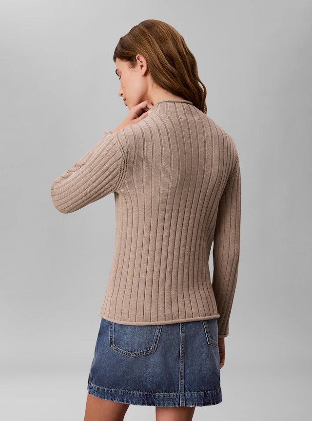 Calvin Klein Jeans Rollkragenpullover »WOVEN LABEL T-NECK SWEATER« Regular fit mit Stehkragen
