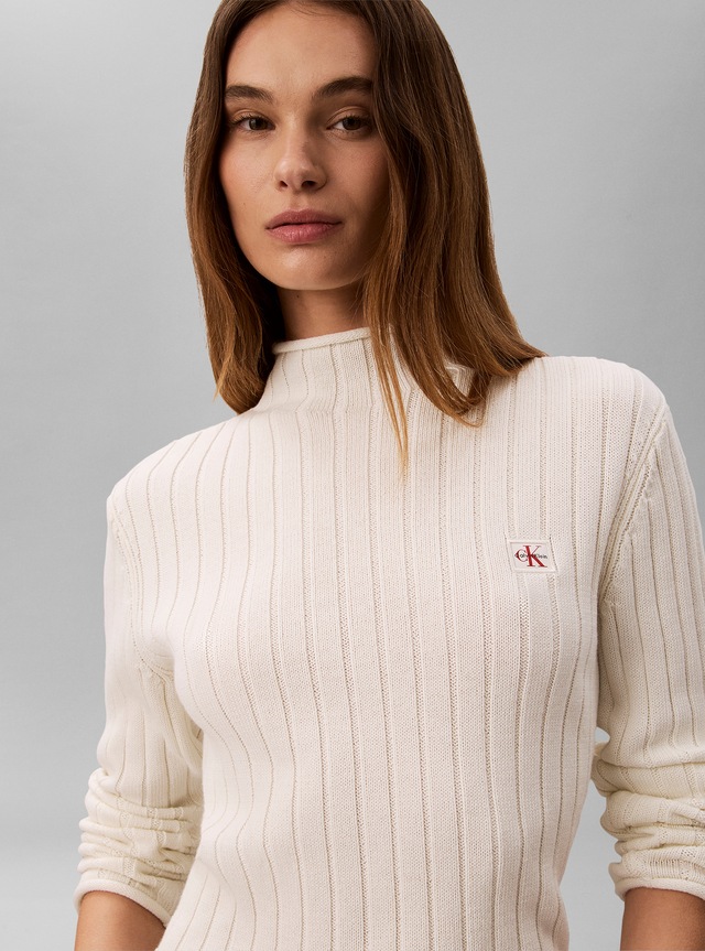 Calvin Klein Jeans Rollkragenpullover »WOVEN LABEL T-NECK SWEATER« Regular fit mit Stehkragen