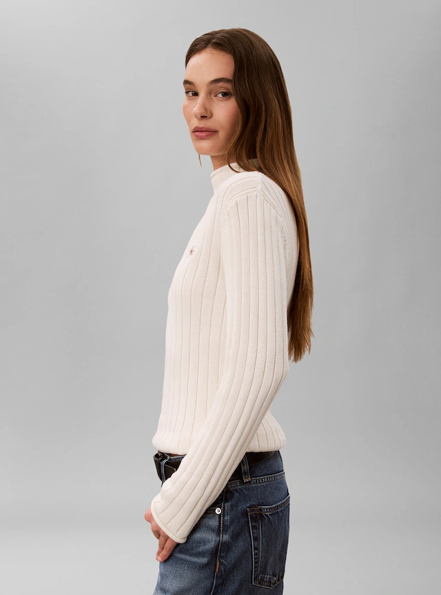 Calvin Klein Jeans Rollkragenpullover »WOVEN LABEL T-NECK SWEATER« Regular fit mit Stehkragen
