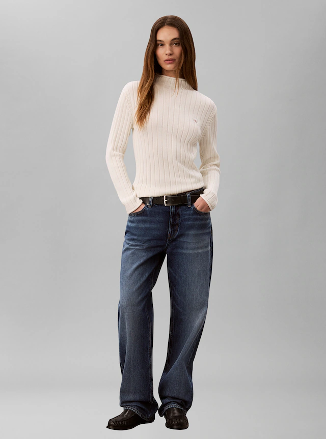 Calvin Klein Jeans Rollkragenpullover »WOVEN LABEL T-NECK SWEATER« Regular fit mit Stehkragen