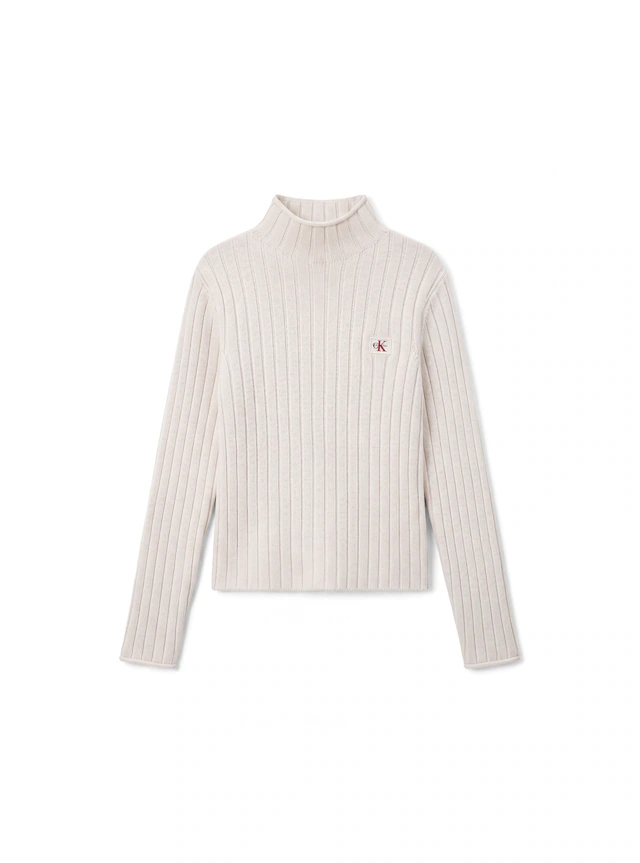 Calvin Klein Jeans Rollkragenpullover »WOVEN LABEL T-NECK SWEATER« Regular fit mit Stehkragen