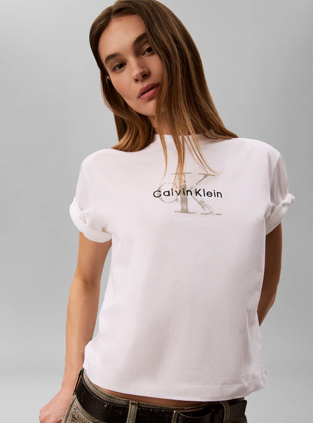Calvin Klein Jeans T-Shirt »BOXY HAND DRAWN MONOLOGO TEE« Regular fit, Logoschriftzug
