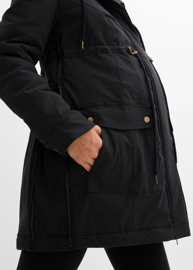 bonprix Umstandsjacke mit Kapuze mit abnehmbarem Trageeinsatz mit Kapuze, figurbetonte Passform