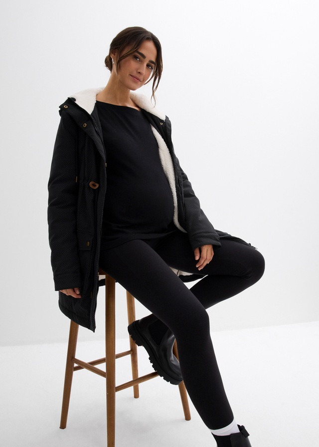 bonprix Umstandsjacke mit Kapuze mit abnehmbarem Trageeinsatz mit Kapuze, figurbetonte Passform