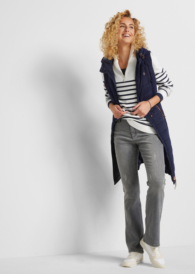 bonprix Steppweste bequeme, gesteppte Long-Weste, mit Loose Fit, knieumspielend