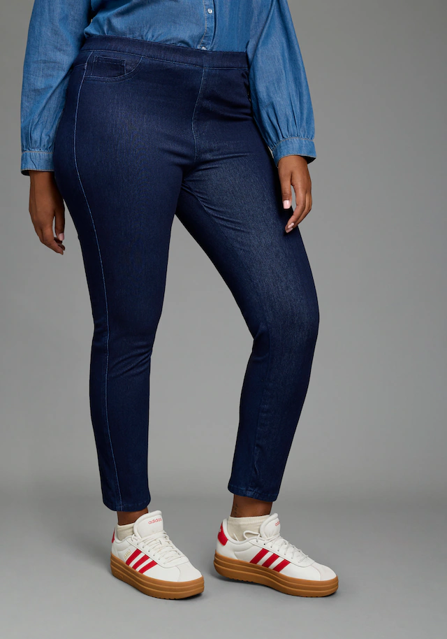 Laura Scott CURVE Jeansjeggings »Große Größen, im 4 Way Stretch, Quer- und Längselastisch« mit Eingrifftaschen, Gesäßtaschen und Coinpocket, lange Schnittform