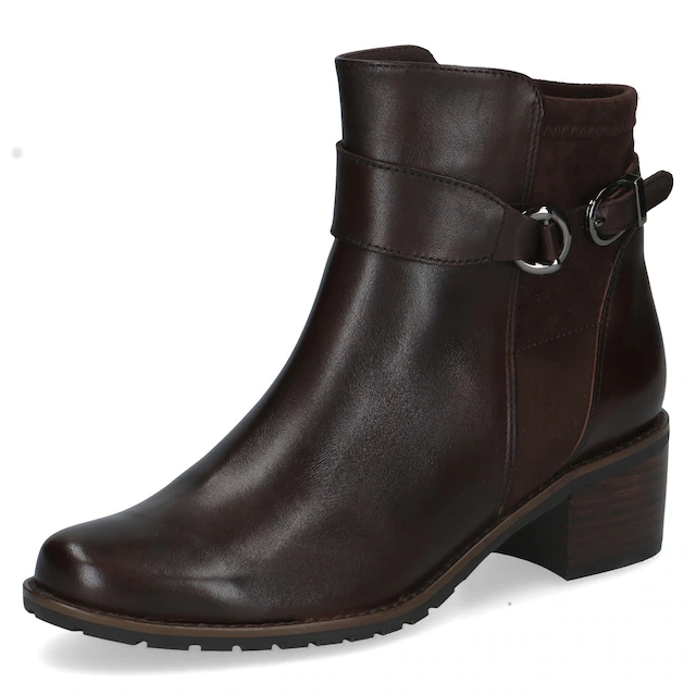 Caprice Stiefelette Blockabsatz, Ankleboots mit Zierschnalle, bequeme Weite
