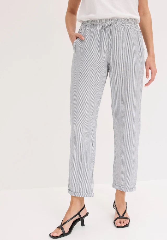 bonprix Leinenhose aus Leinen und Lyocell, mit Elastik-Bündchen, Regular Fit