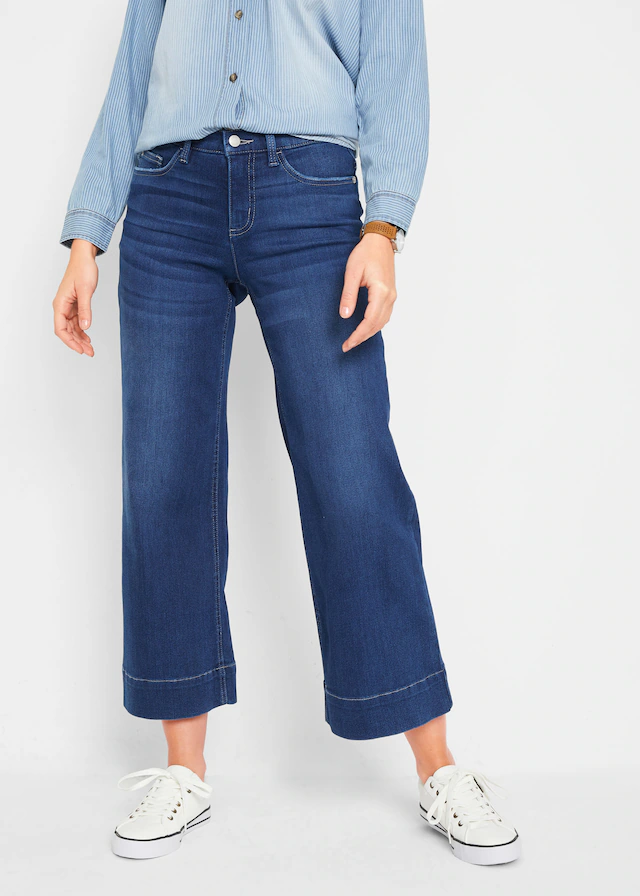 bonprix Weite Jeans 1 tlg. Loose Fit Passform, 7/8 Länge, mit Elasthan-Anteil