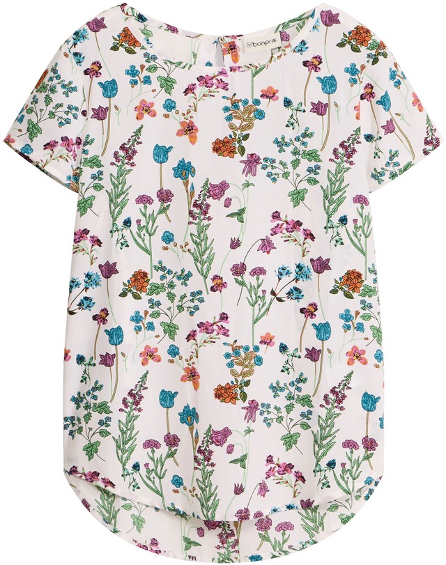 bonprix Shirtbluse figurumspielende Passform, abgerundeter, hinten etwas längerer Saum