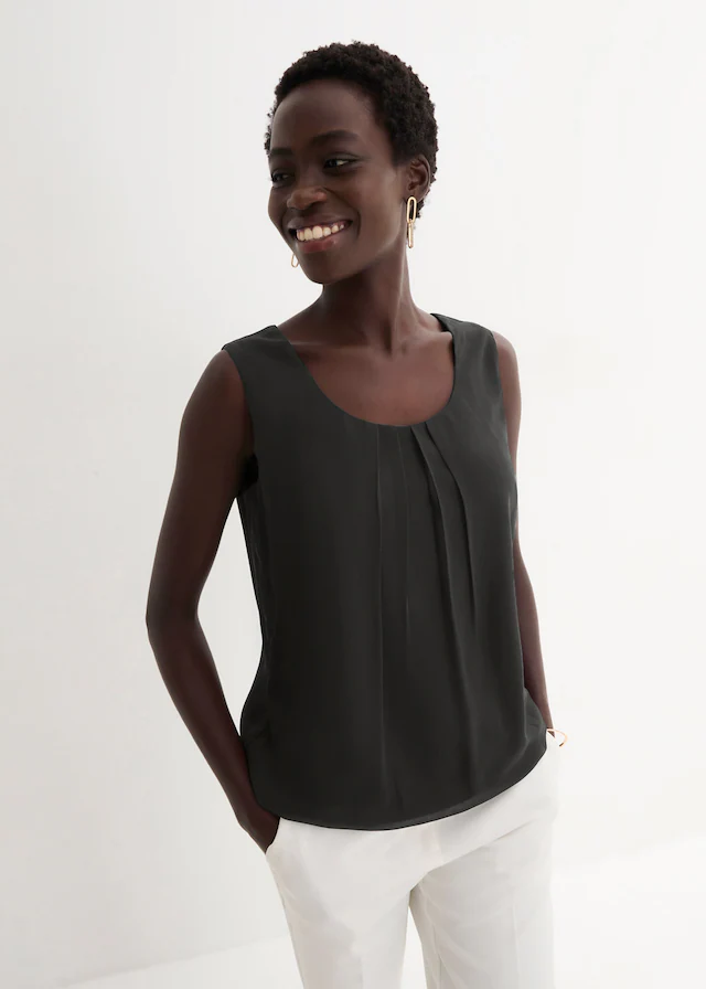bonprix Blusentop lockerer Schnitt, für Frühjahrsmode und Sommermode, aus Polyester