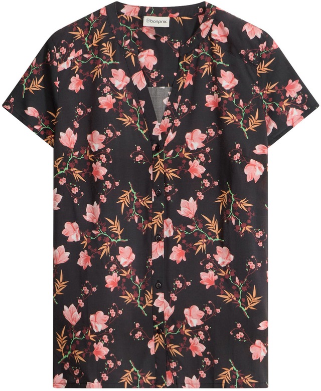 bonprix Kurzarmbluse Regular Fit, für Businessmode, aus Viskose, feminin gestaltet