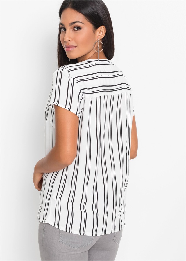 bonprix Kurzarmbluse Regular Fit, für Businessmode, aus Viskose, feminin gestaltet