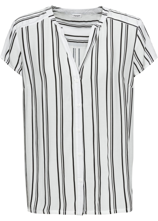 bonprix Kurzarmbluse Regular Fit, für Businessmode, aus Viskose, feminin gestaltet