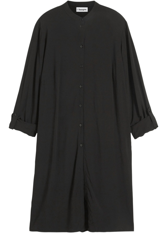 bonprix Longbluse gerade Passform, mit langem Arm, aus Viskose, mit Stehkragen