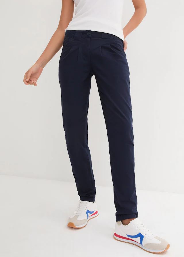 bonprix Chinohose schmale Form, mit Bundfalten und praktischen Taschen