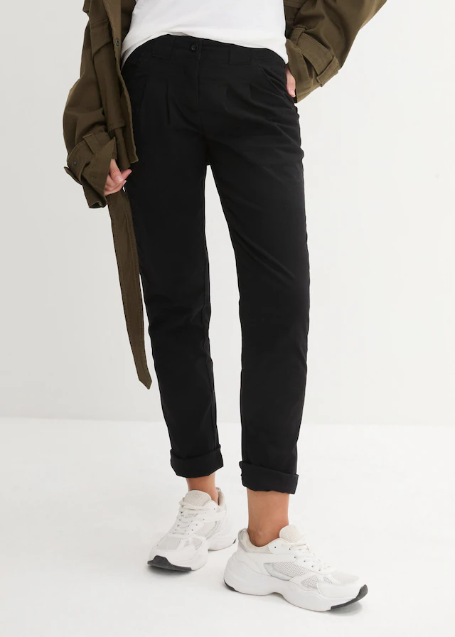 bonprix Chinohose schmale Form, mit Bundfalten und praktischen Taschen