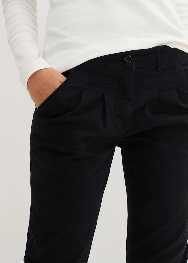 bonprix Chinohose schmale Form, mit Bundfalten und praktischen Taschen