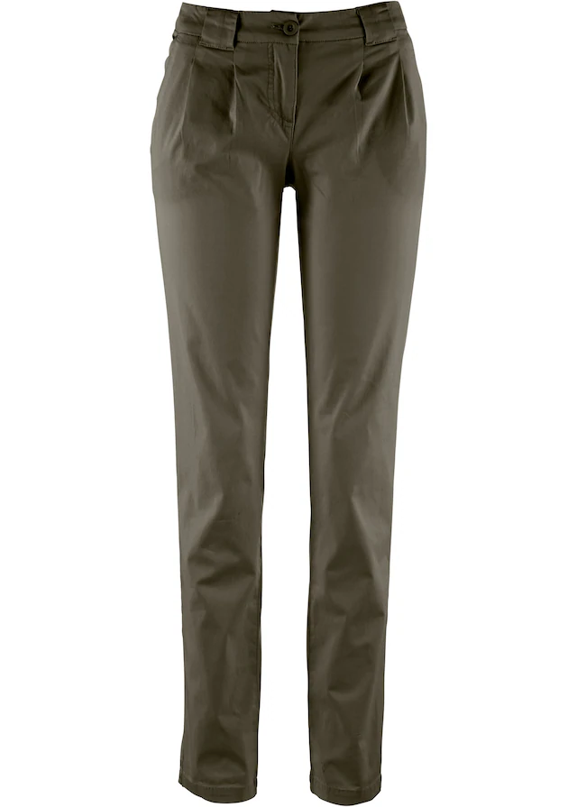 bonprix Chinohose schmale Form, mit Bundfalten und praktischen Taschen